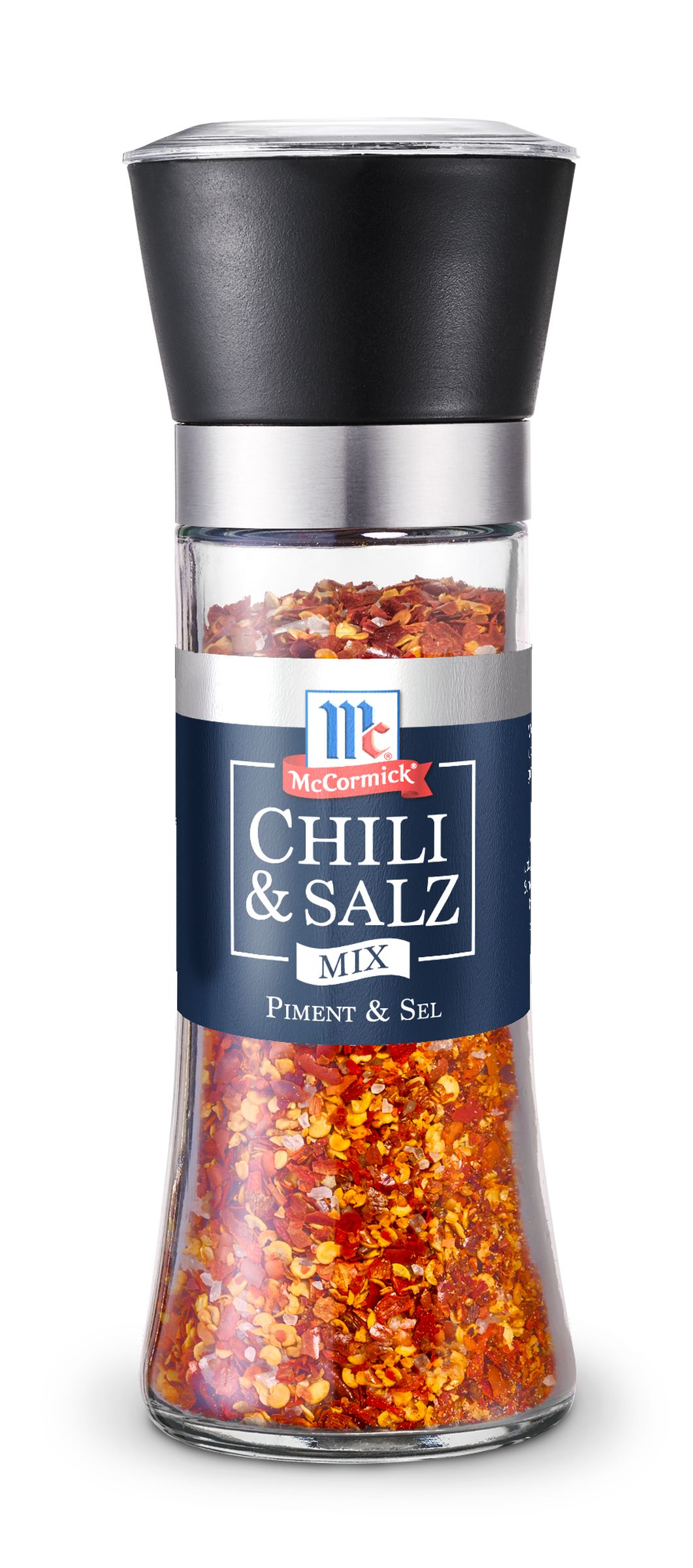 McCormick Grinder Chili & Salt Chili & Salt, mix of herbs and spices. Your ragouts, ratatouilles, pasta and fish dishes will love to be perfected by this spicy combination! McCormick - spice expert since 1889.