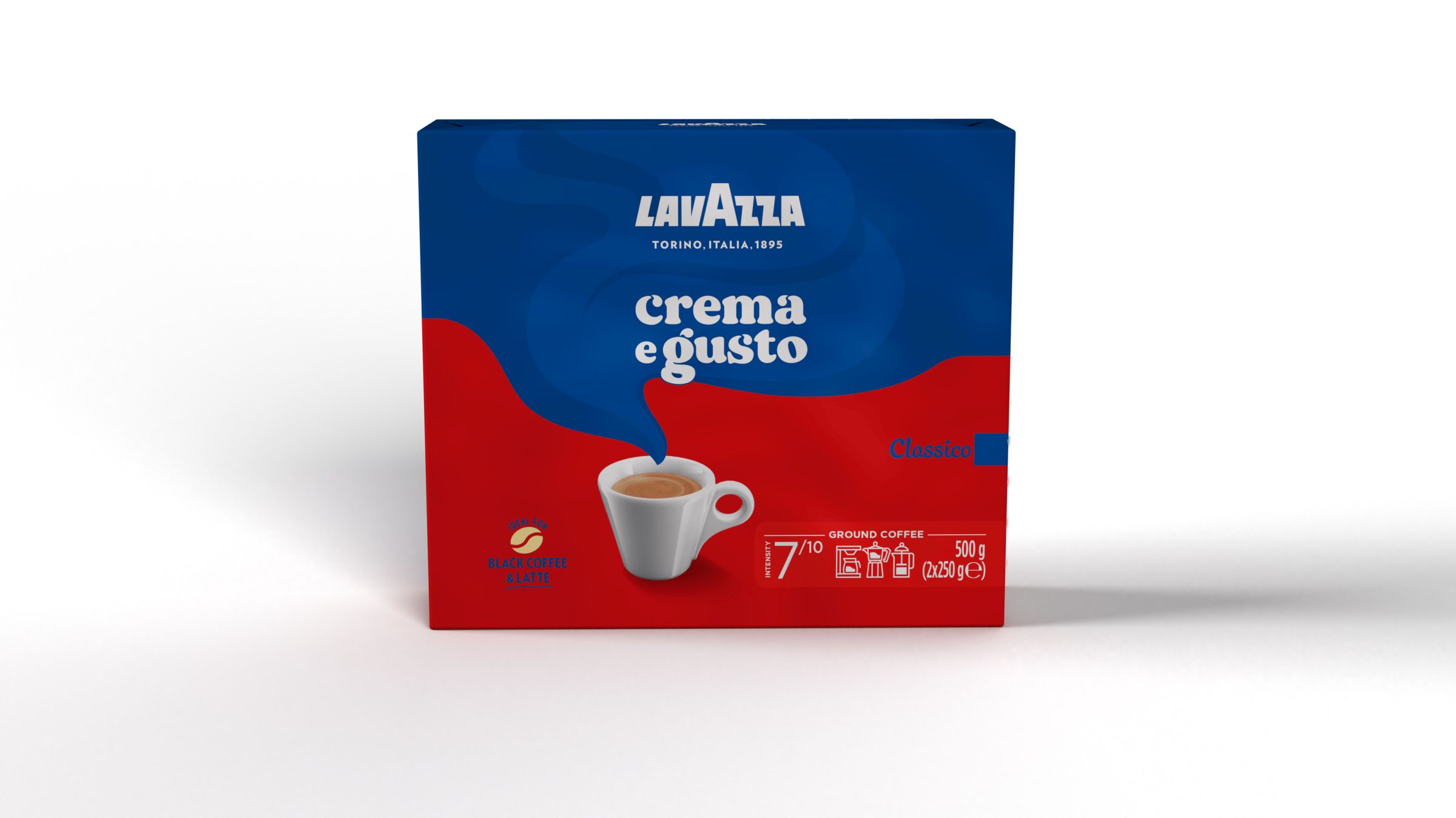 Lavazza Crema e Gusto Classico Duo A soft, rounded, inviting blend principally composed of high-quality Arabica and Robusta. The perfect harmony between body and spicy top notes. Ideal for milk-based preparations.