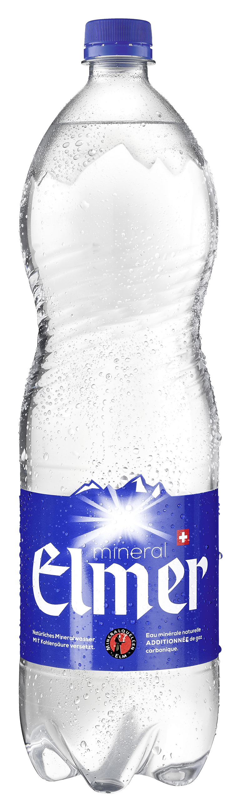 ELMER mineral with CO2 150cl PET Natürliches Mineralwasser aus der alpinen Mineralquelle St. Martin in Elm auf 1'200 Meter über Meer, tief aus dem Berginneren. Geeignet für eine natriumarme Ernährung.