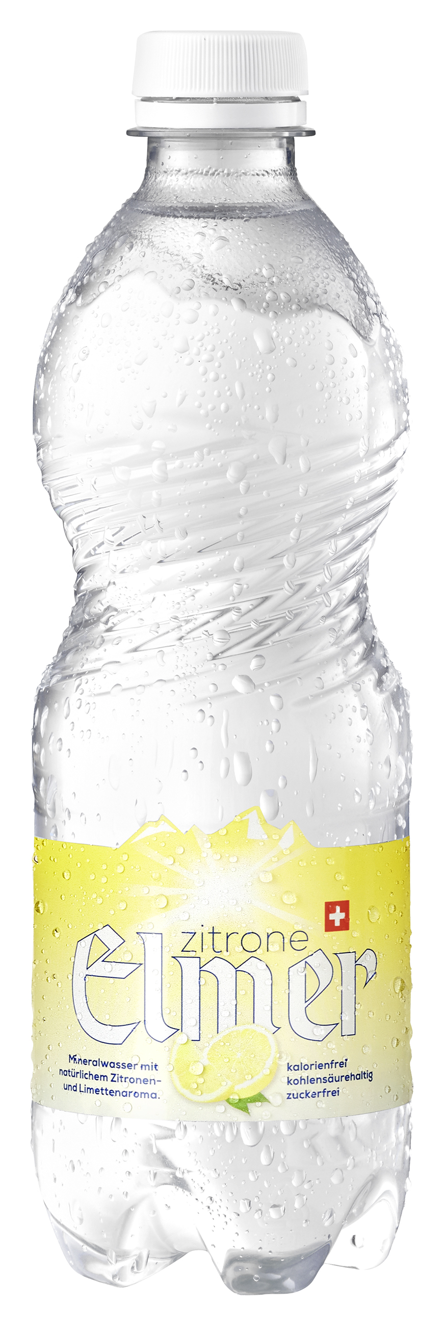 Mineral ELMER Zitrone 50cl PET Natürliches Mineralwasser aus der alpinen Mineralquelle St. Martin in Elm auf 1‘200 Meter über Meer, tief aus dem Berginneren. Verfeinert mit natürlichem Zitronen- und Limettenaroma. Echt bergfrisch.