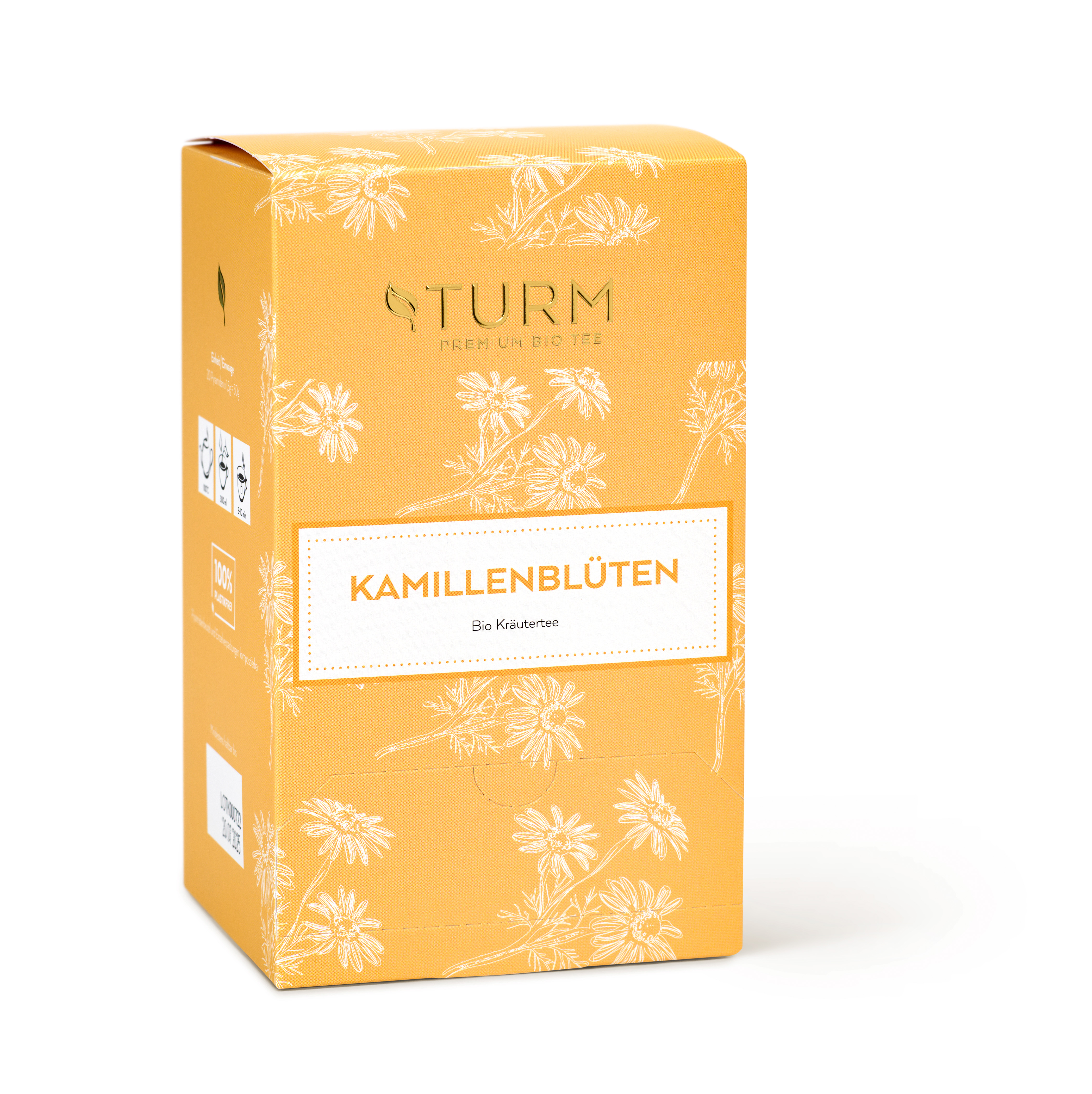 Bio Kamillenblüten Kräutertee 20er Kamille ist viel mehr als das, was man mit dieser Pflanze verbindet. Diese Güteklasse der Kamille überzeugt durch das kräftige gelb der Blüte und einen kurzen Kelch. Diese Qualität findet man ausschliesslich in ausgewählten Teilen Kroatiens. Die Tasse ist leuchtend orange und schmeckt süss, leicht karamellig und besitzt Anklänge von Honig.